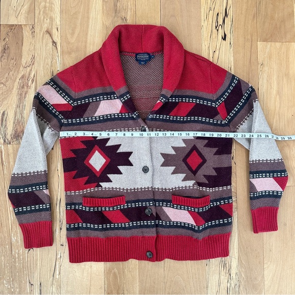 Pendleton Vintage Wool Shawl Collar Cardigan Sweater Southwestern Size XL Cotton - Picture 8 of 8
